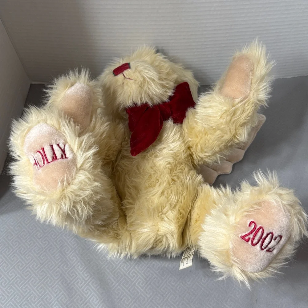 Vintage Holly the Holiday Bear Plush Angel Wings Red Velvet Bow Jointed 2002